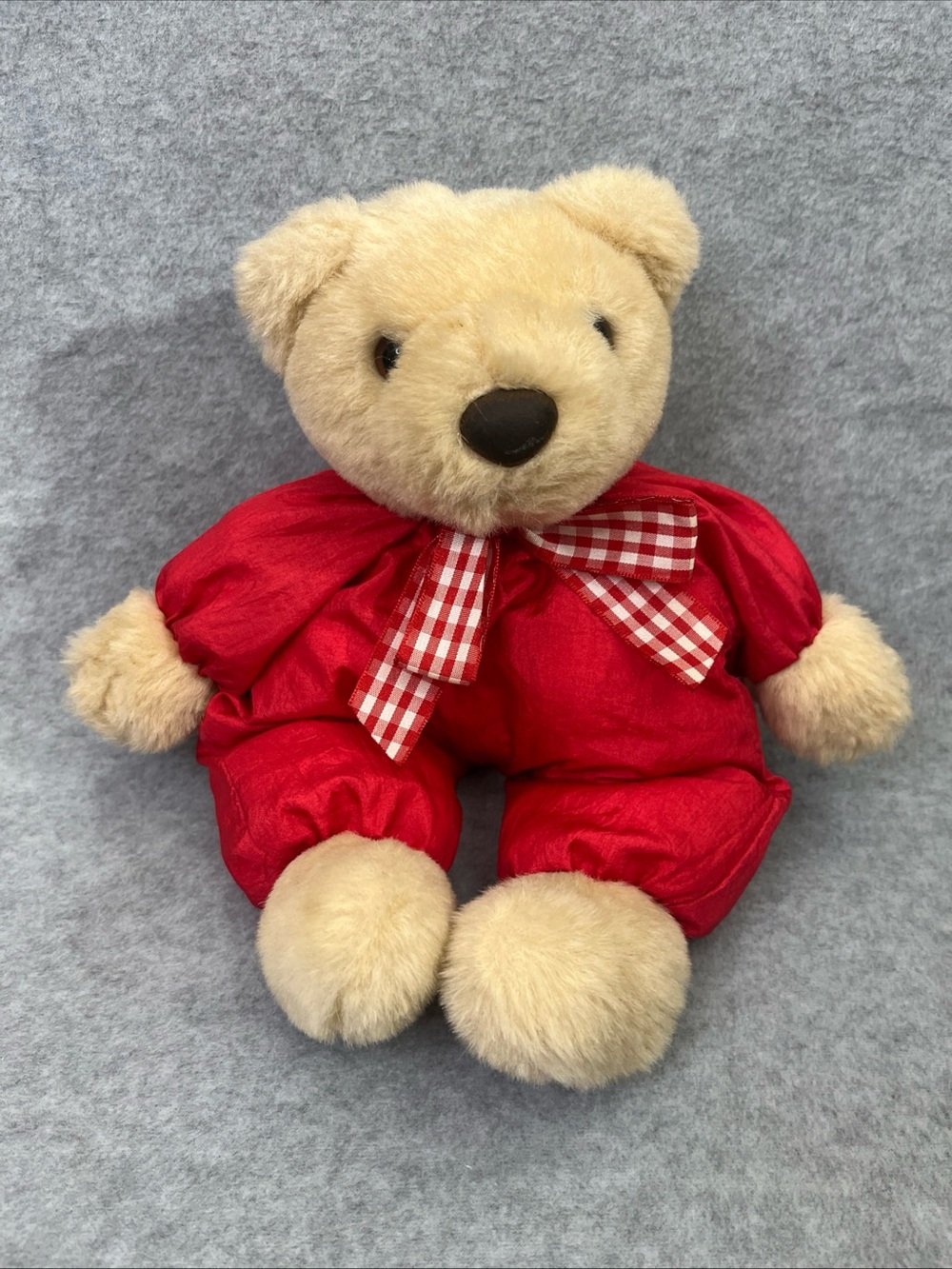 Hallmark Christmas Teddy Bear Red Plush Toy Vintage Checkered Bow